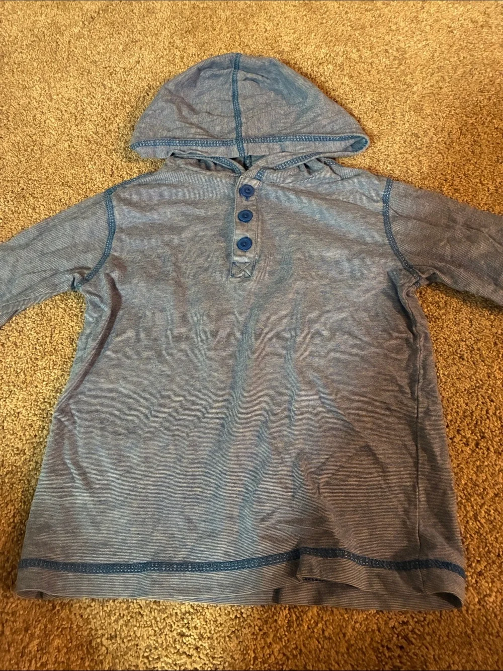 Gymboree Kids Lightweight Blue Long Sleeve Hooded Henley Top Size 5